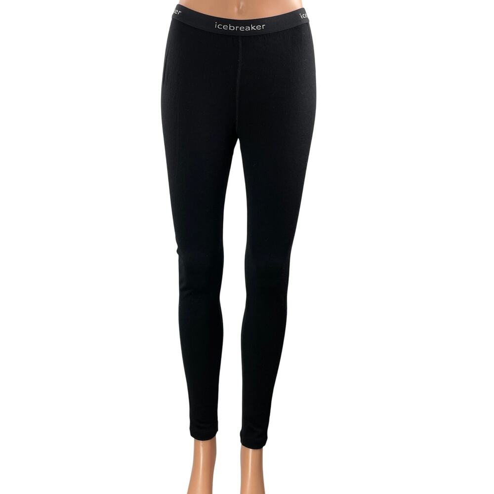 Icebreaker Merino 260 Women's Black Base Layer Winter Leggings Pants Size S